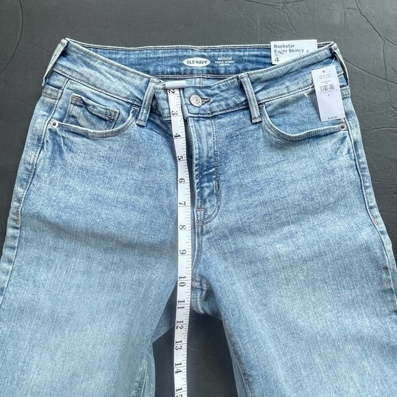 Old Navy Women's Sz 4 MidRise Rockstar Super Skinny Jeans Stretch Light Blue - Picture 9 of 12